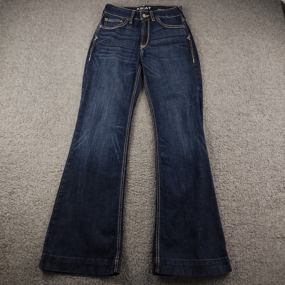 Ariat Ella High Rise Slim Trouser Jeans Boot Flare Dark Wash Western Denim 27x31